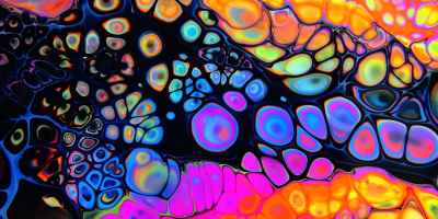 purple green and orange abstract painting