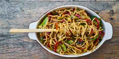 stir fry noodles in bowl