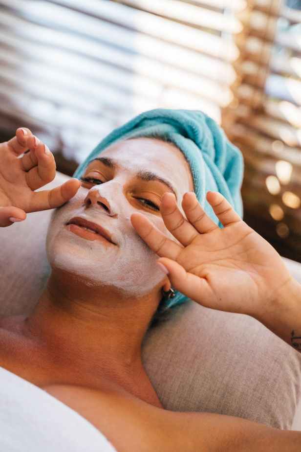 woman with face cream