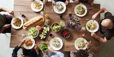 group of people eating together
