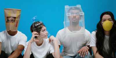 people wearing diy masks